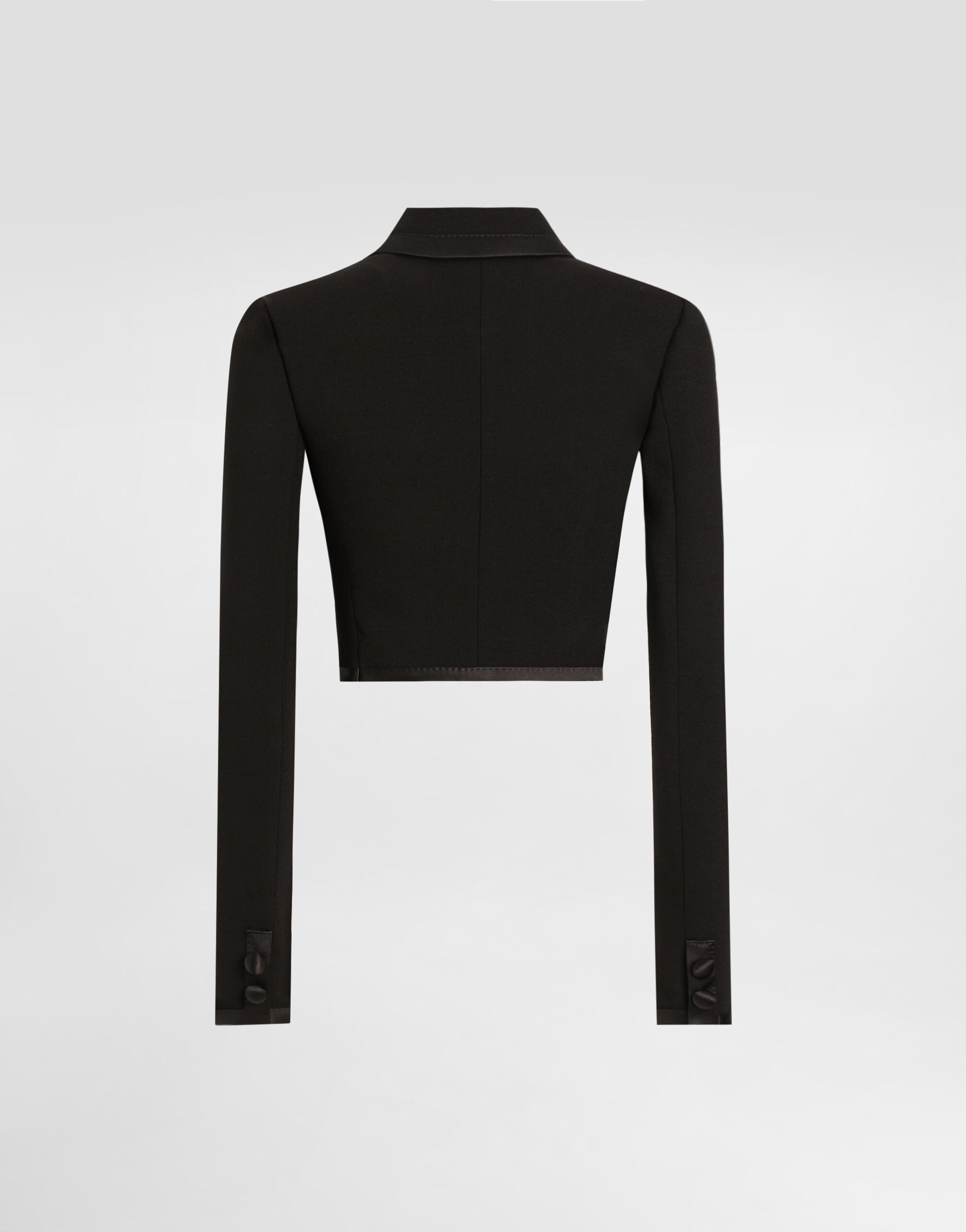 Short double-breasted wool crepe jacket - 7
