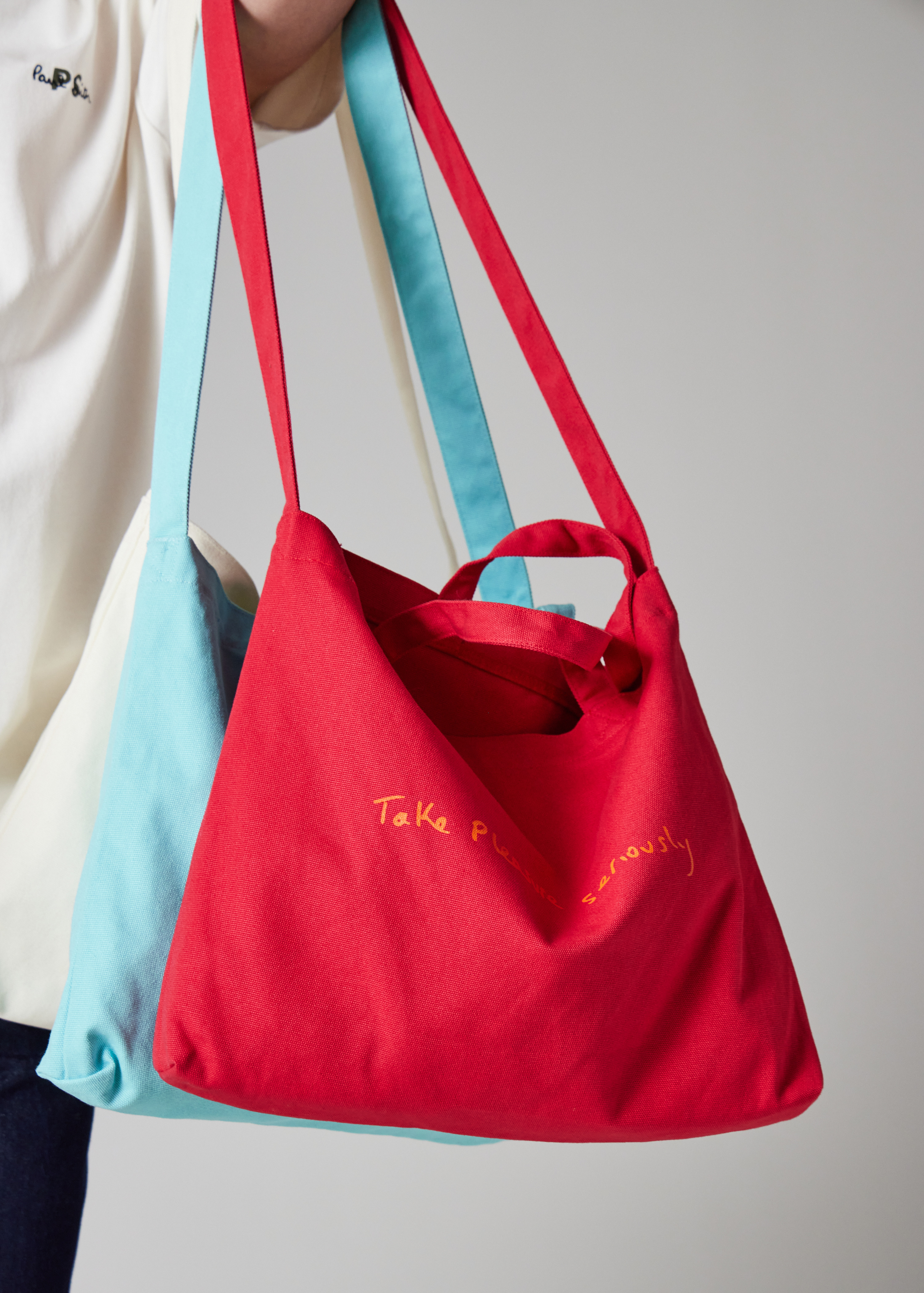 Red Cotton-Canvas Quote Tote Bag - 7