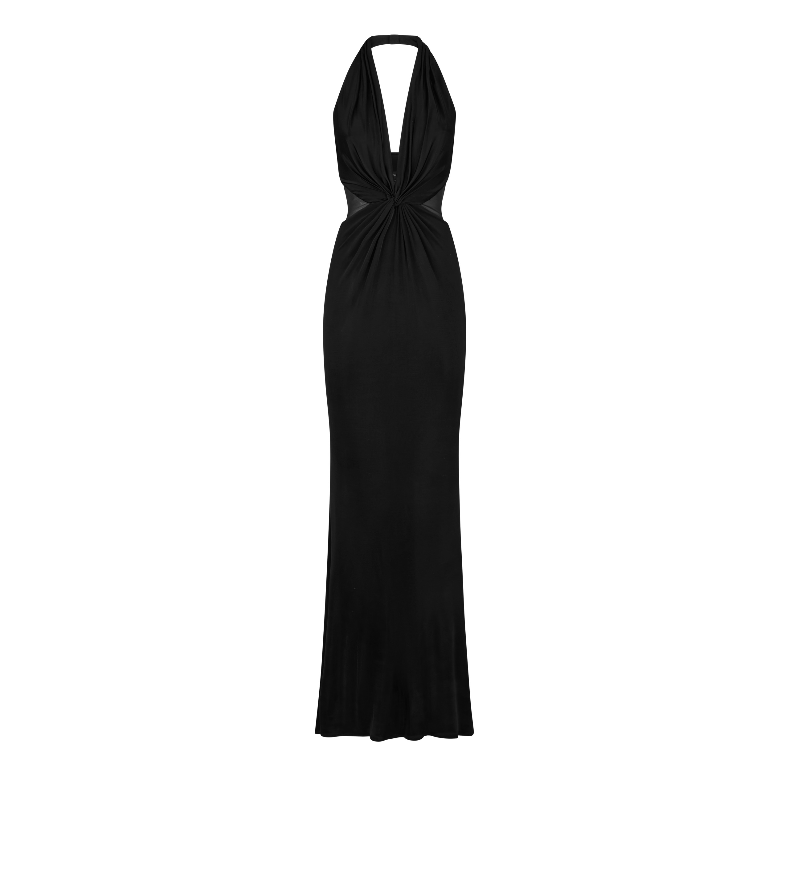 KNITTED STRETCH JERSEY CRISS-CROSS EVENING DRESS - 1