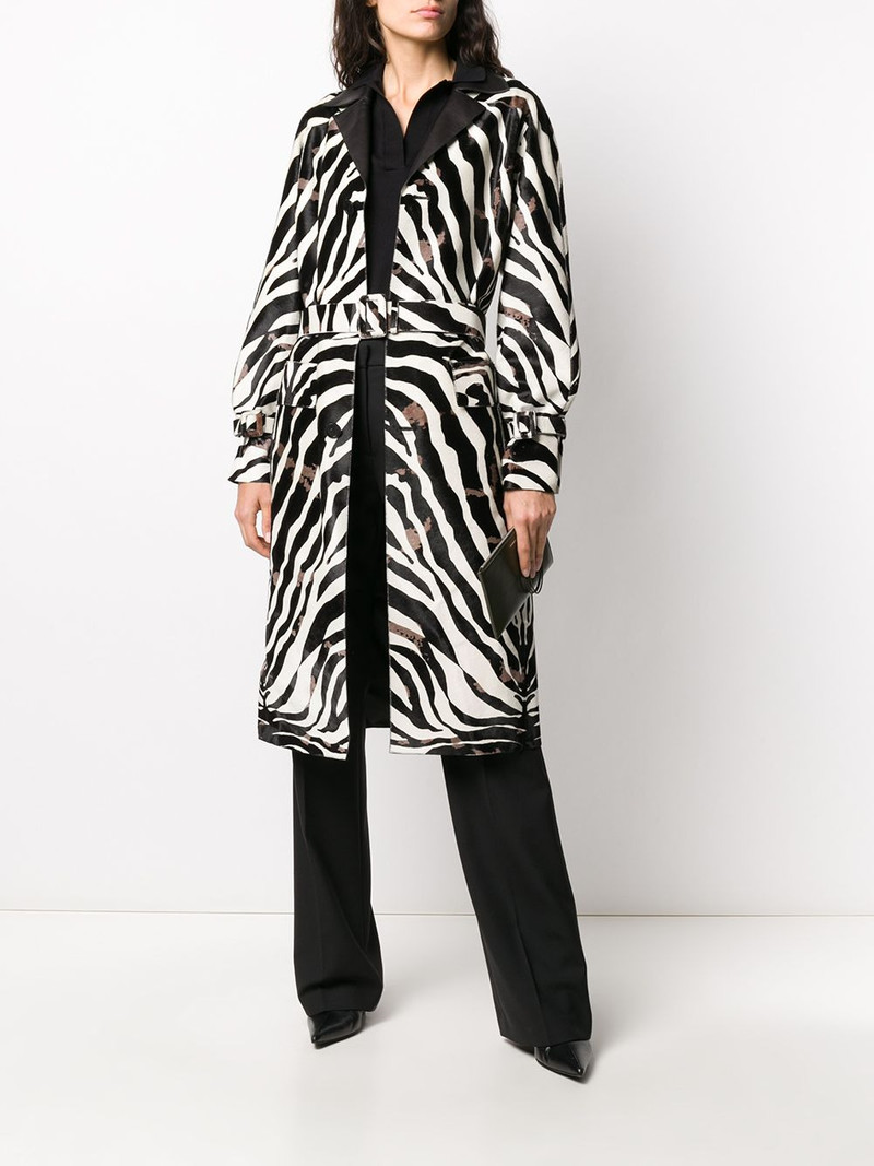Tod's zebra print calf hair trench coat outlook