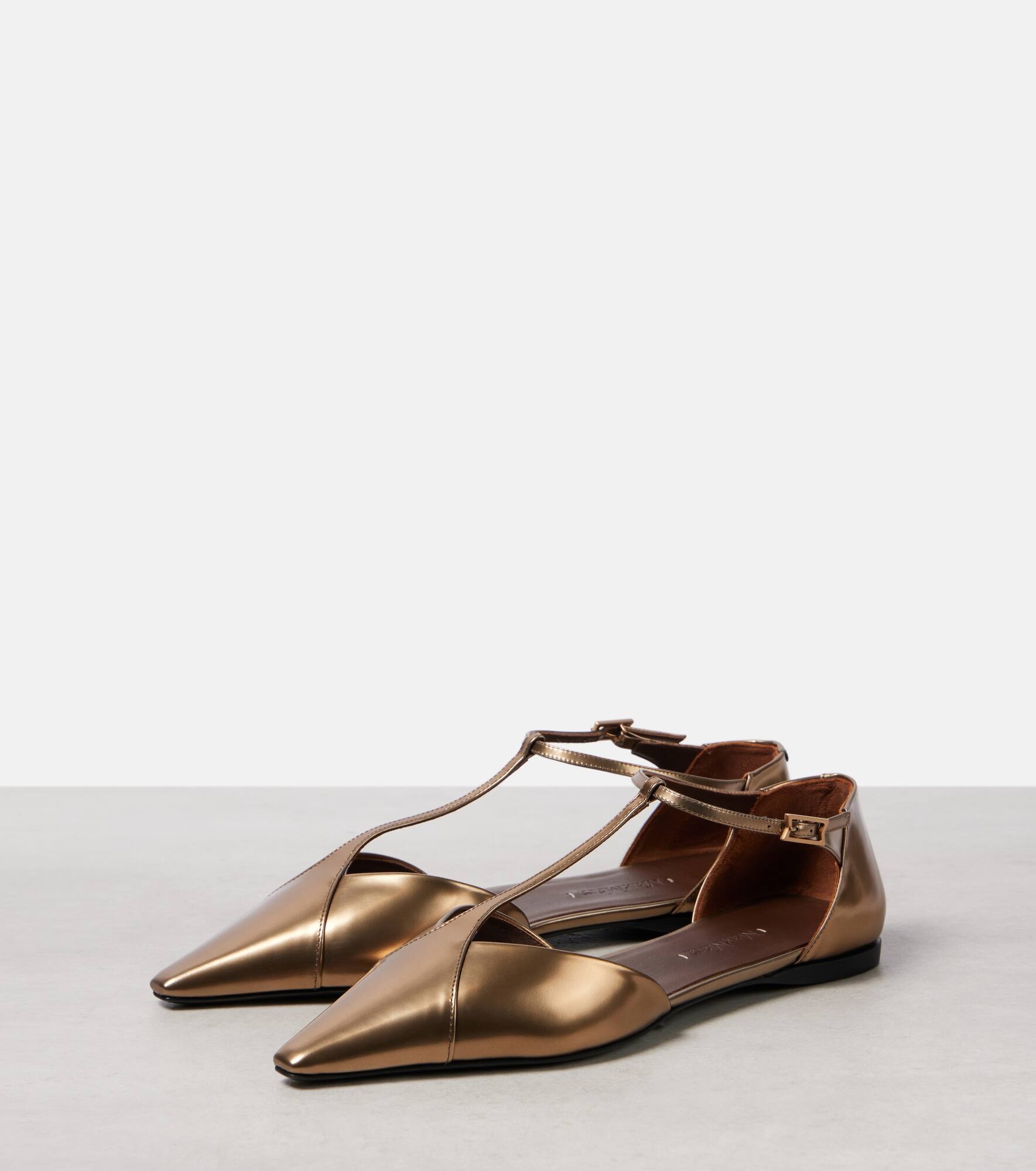Metallic leather ballet flats - 3