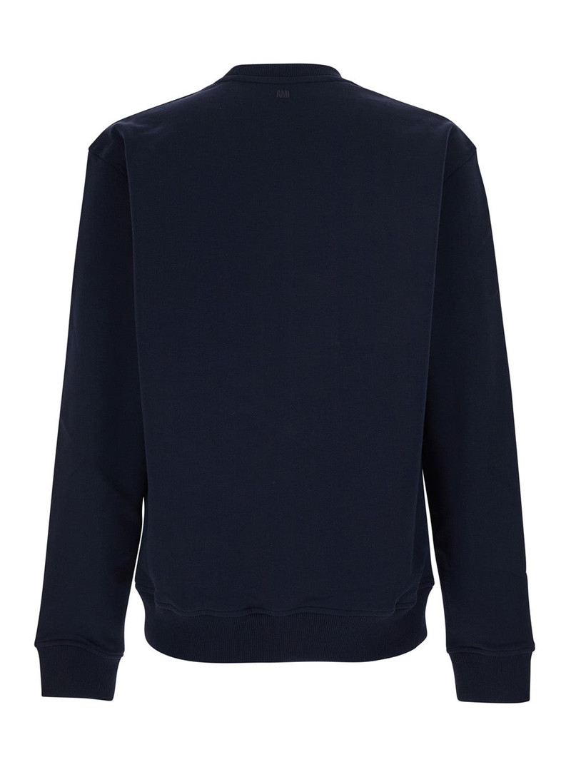 AMI Paris Blue Sweatshirt With Ami De Coeur Logo On The Front In Cotton Man Blu Sweatshirts outlook