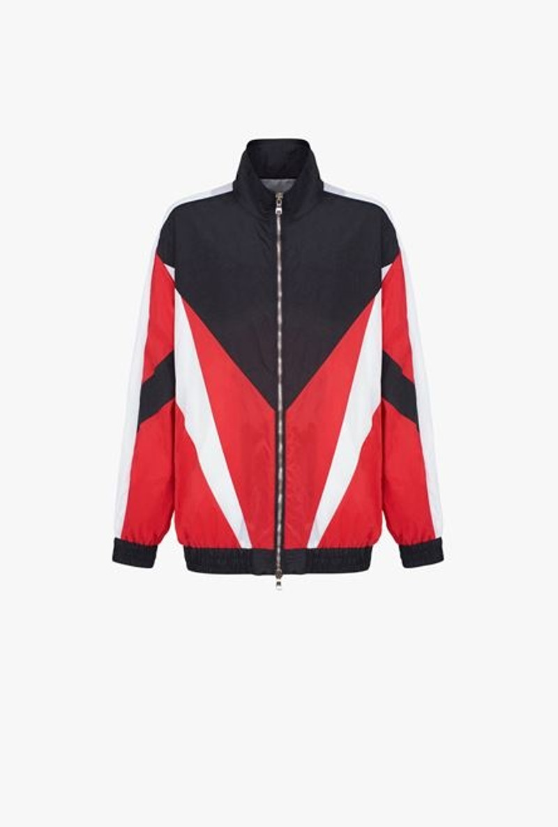 White, navy blue and red nylon jacket 1