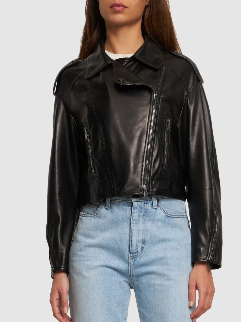 Leather biker jacket - 3