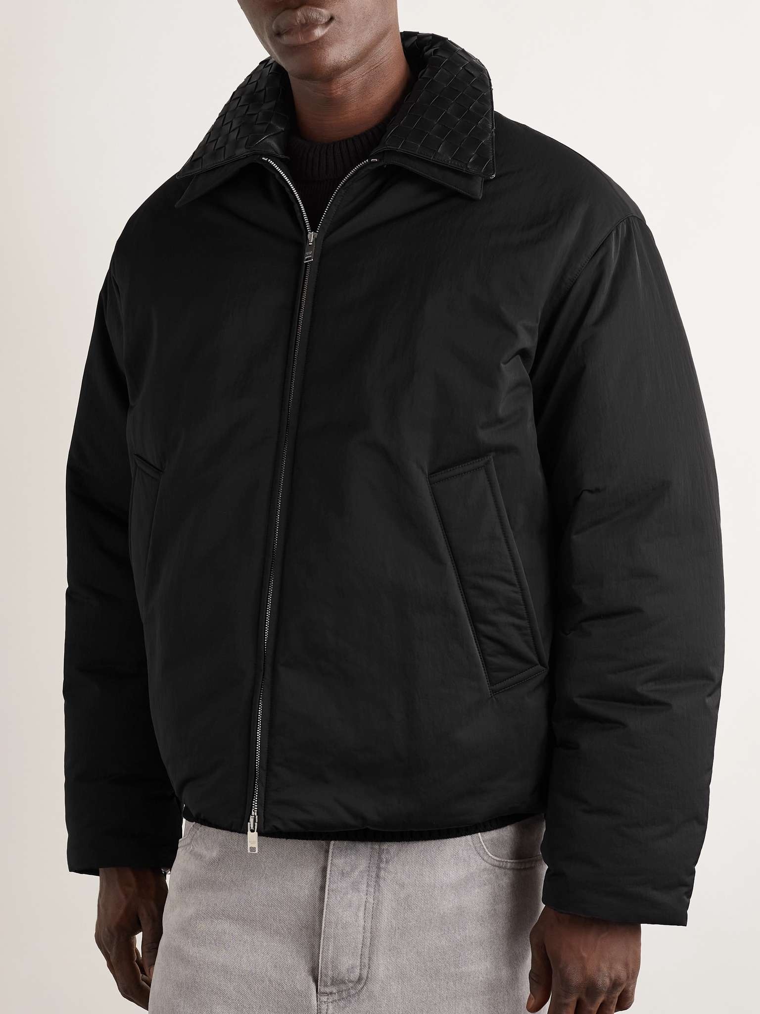 Intrecciato Leather-Trimmed Matte-Shell Down Jacket - 6