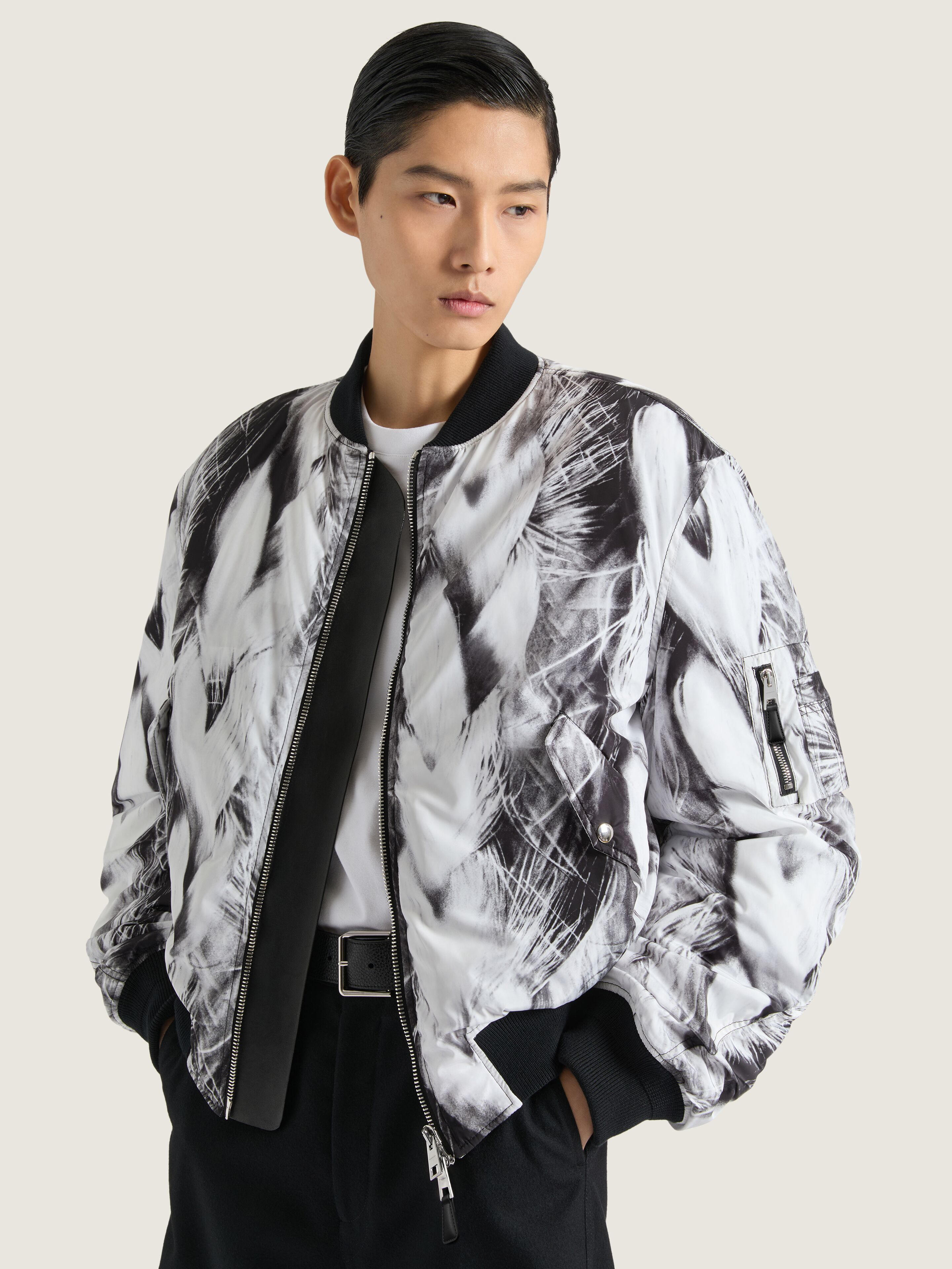 COUTURE SEAM BOMBER IN HAIR PRINT TAFFETA - 3