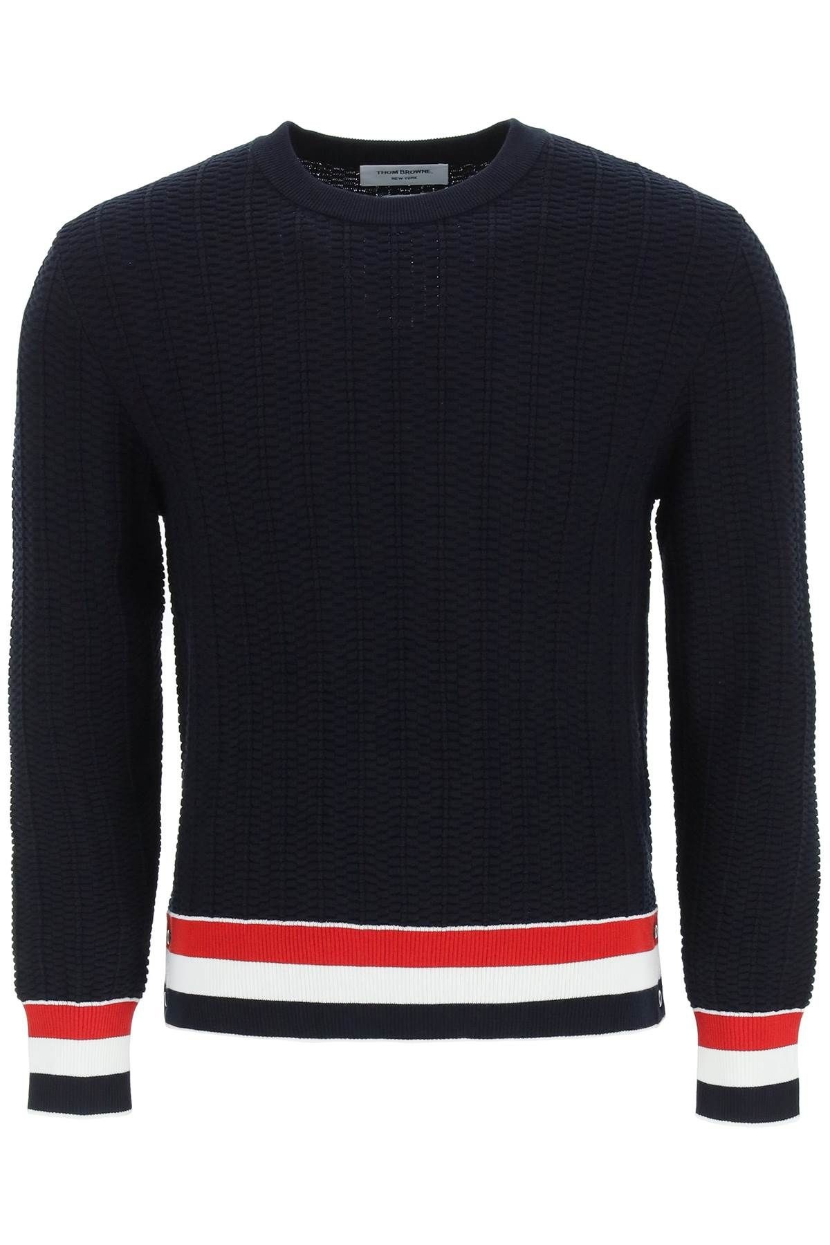 COTTON SWEATER WITH TRICOLOR STRIPES - 1