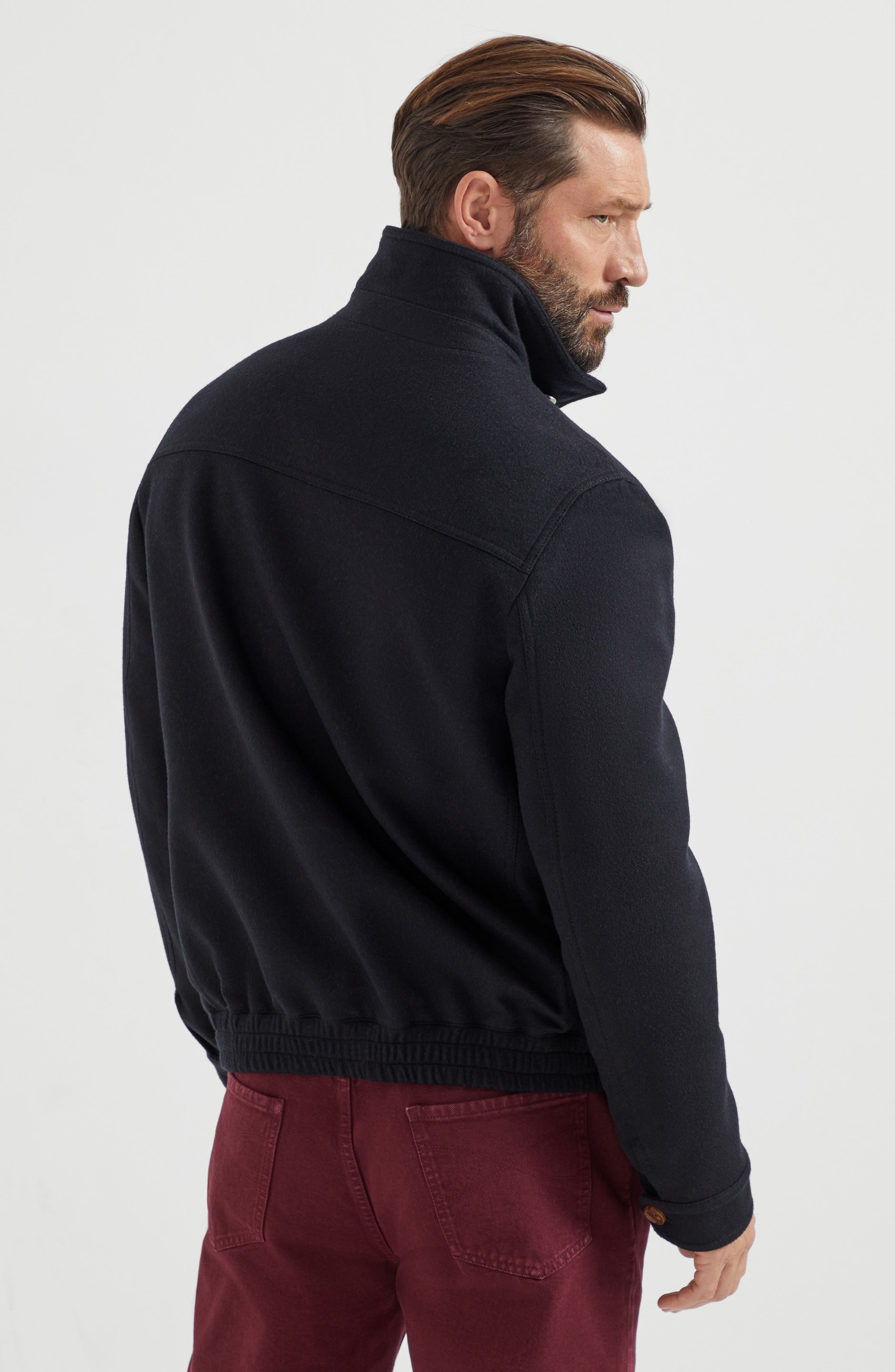Brunello Cucinelli Wool flannel bomber jacket in Black at Nordstrom - 3