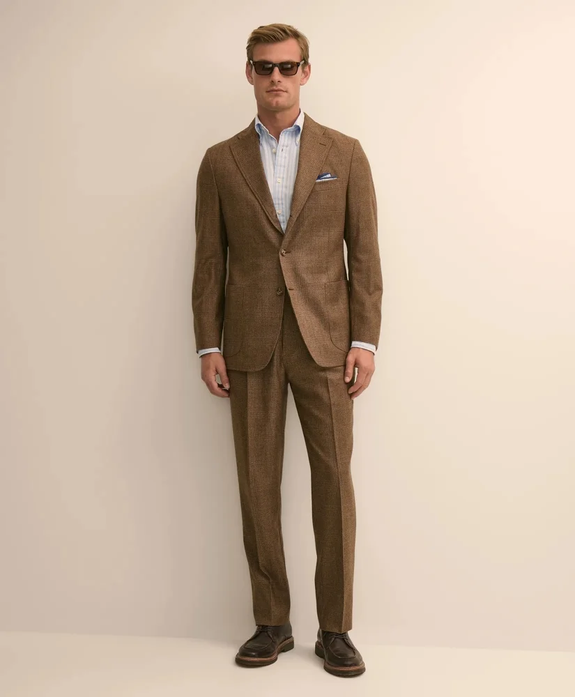 Classic Fit Pleated Wool Glen Plaid Suit Pants - 1