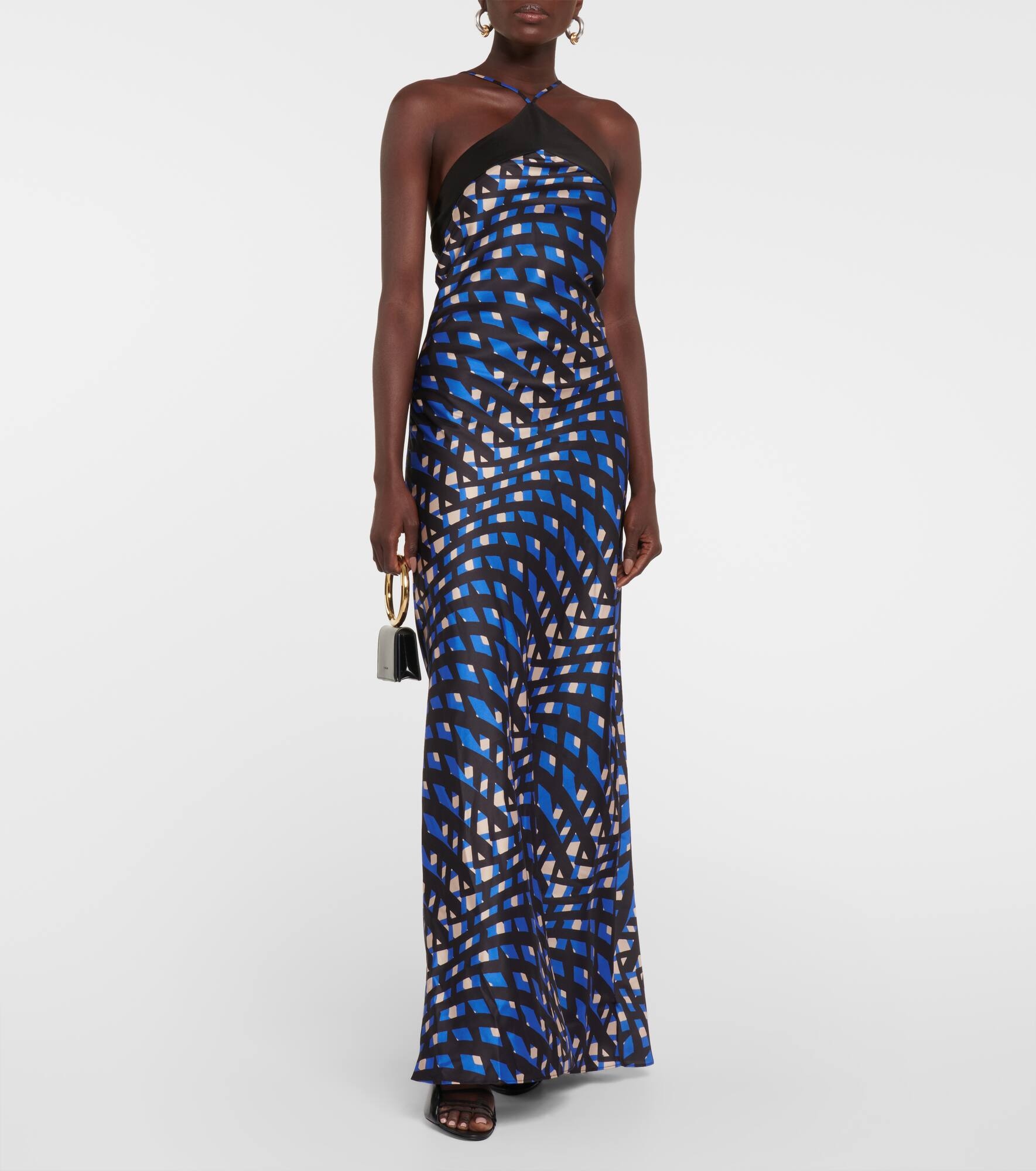 Cubism printed halterneck satin maxi dress - 2