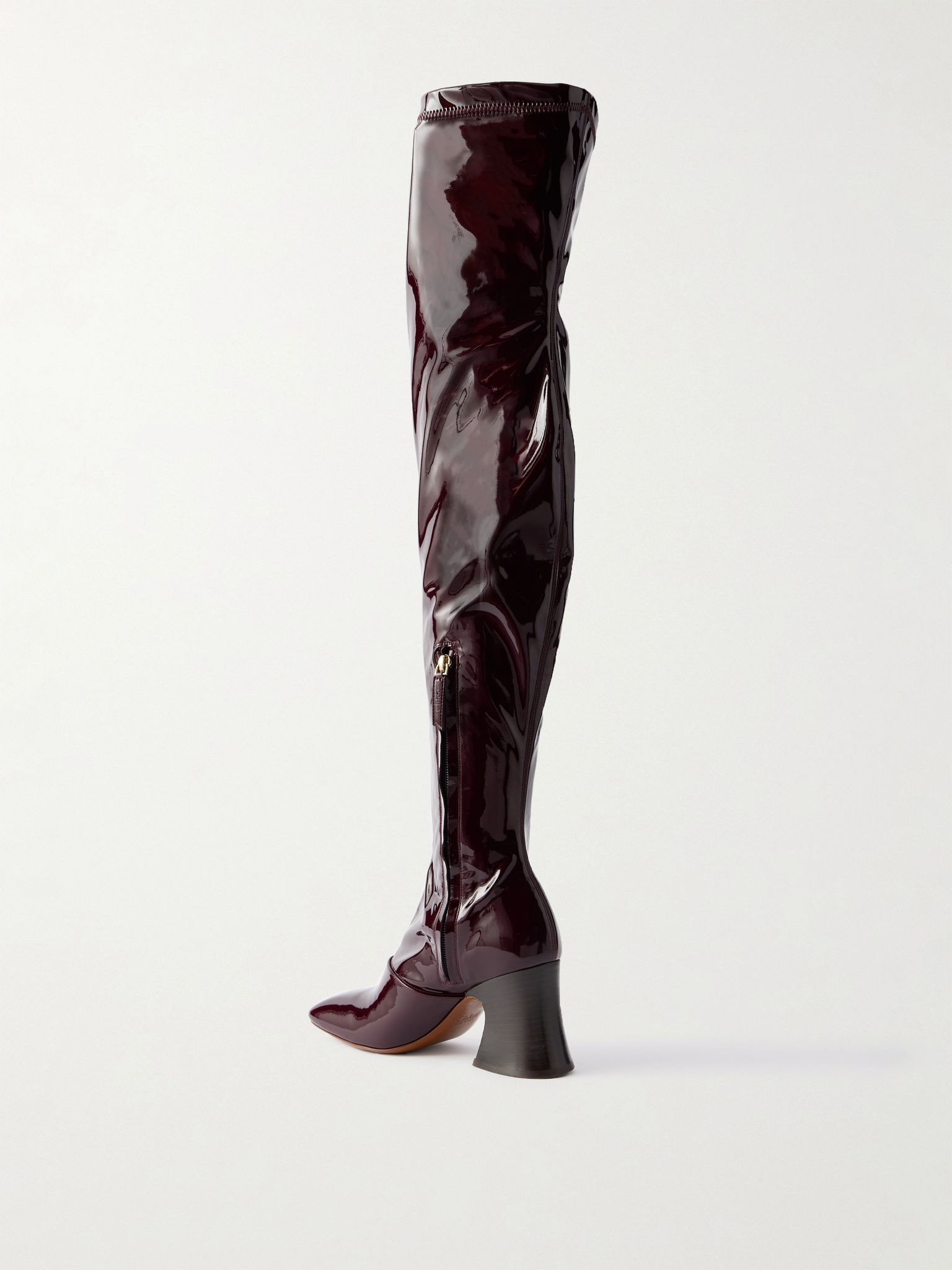 Janis glossed over-the-knee boots Burgundy - 3