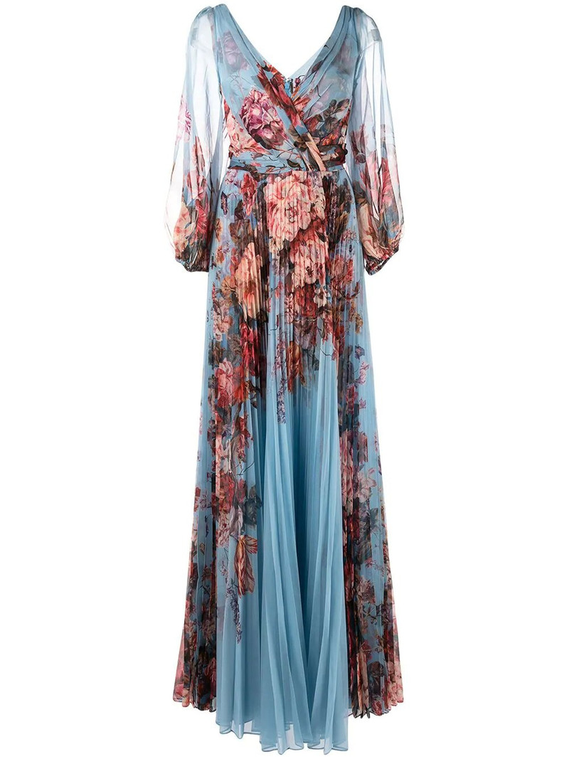 FLORAL V NECK GOWN 5