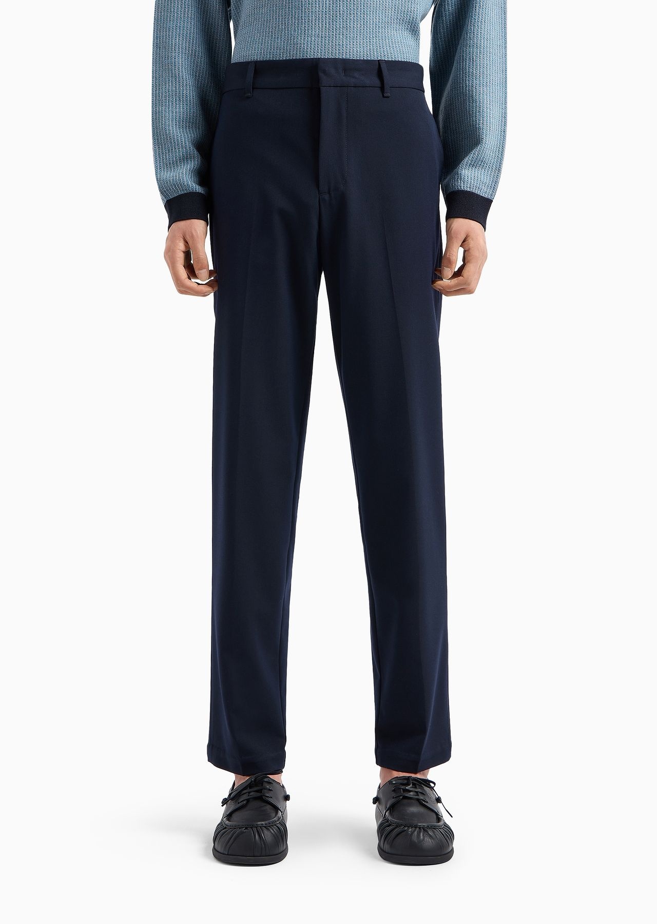 Compact fabric chinos with wool finish - 2