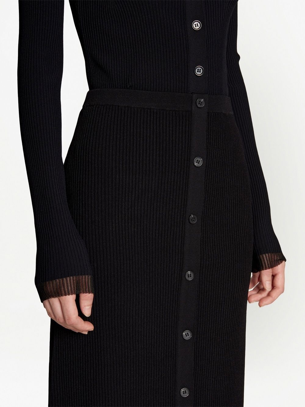 ribbed-knit button-front skirt - 5