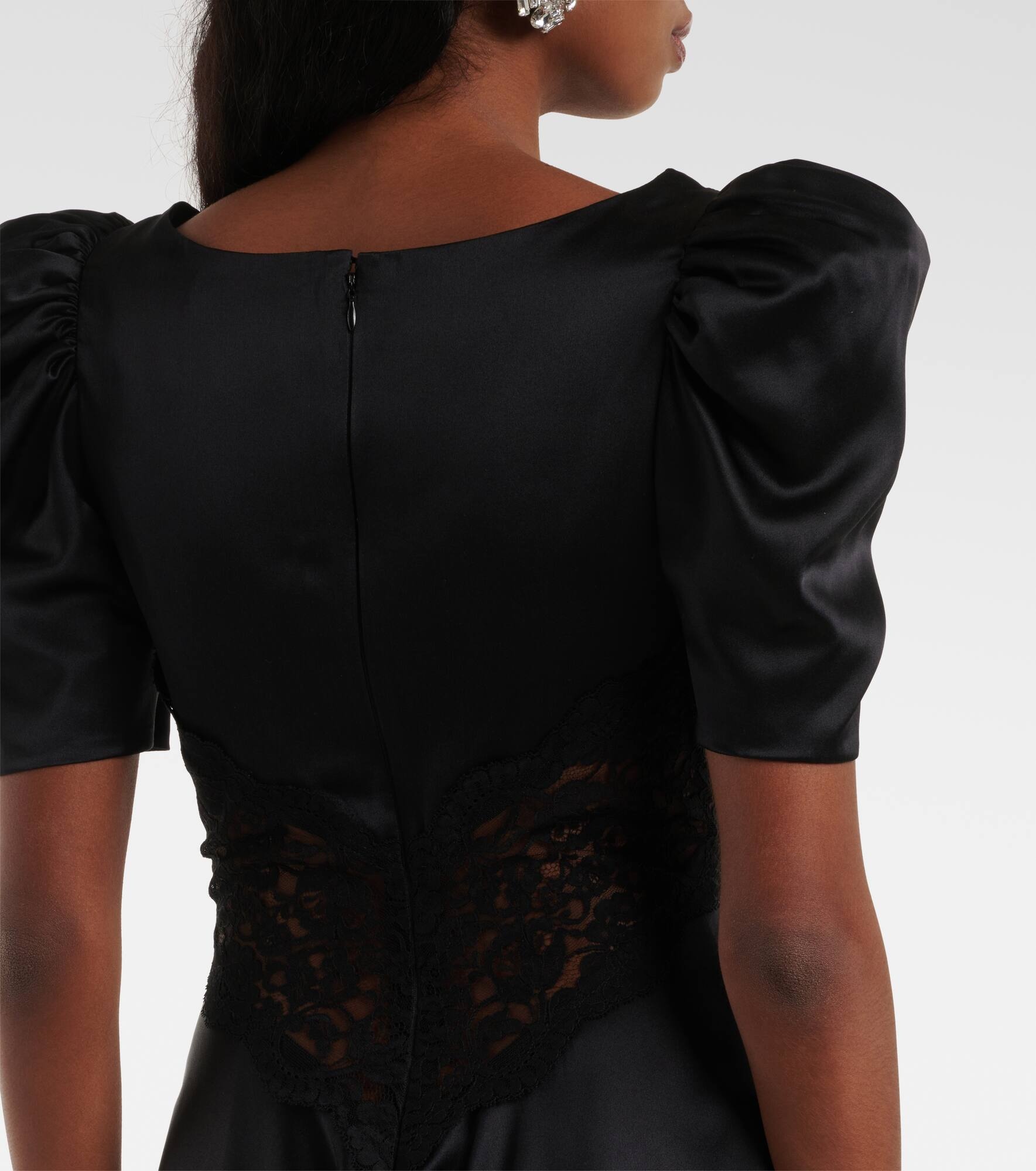 Lace-trimmed silk charmeuse minidress - 5