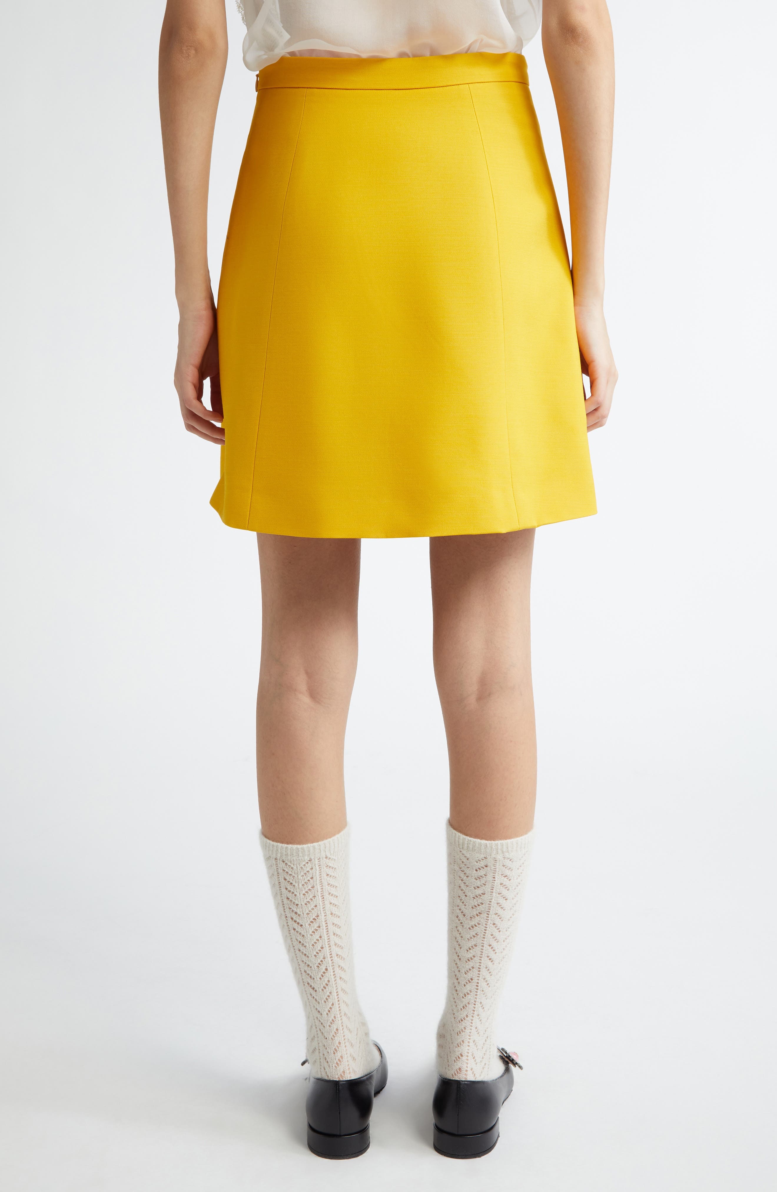 Valentino Garavani Contrast Pocket Crepe Couture Skirt in Pale Rose at Nordstrom - 3