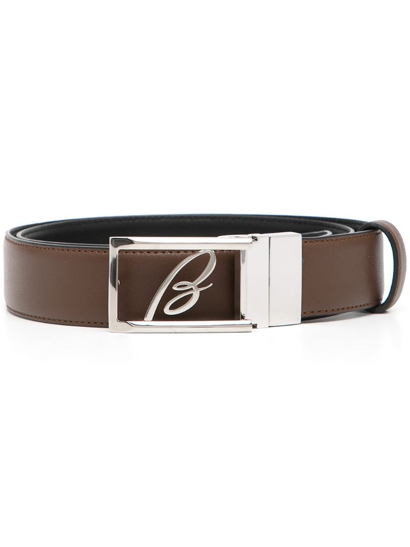 logo-buckle suede belt - 1
