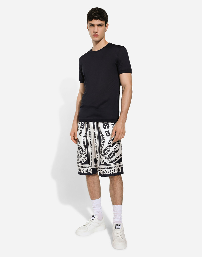 Marina-print silk twill shorts 5