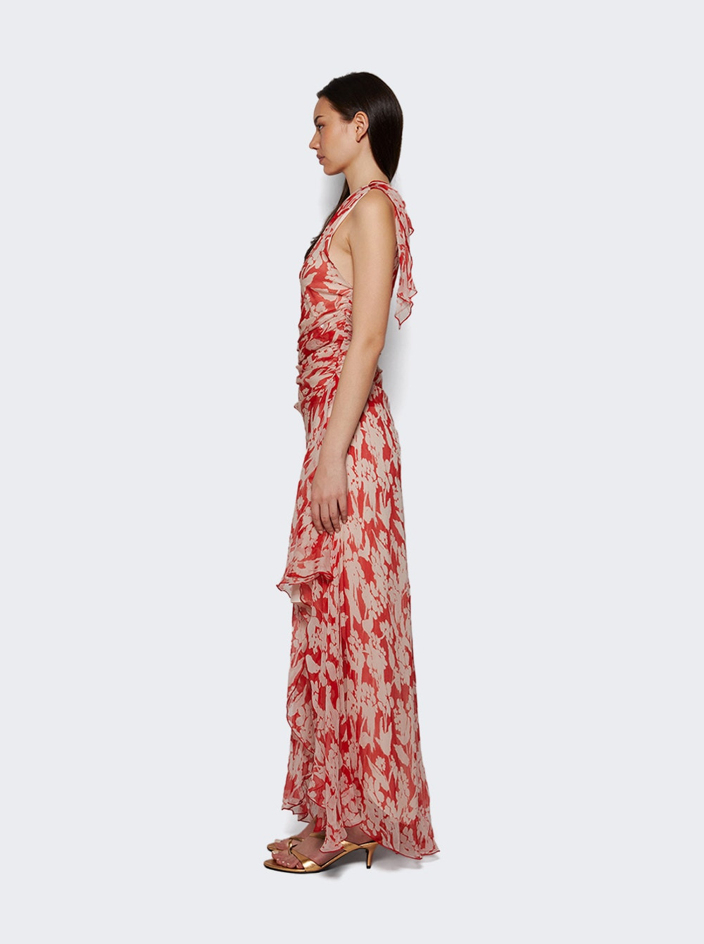 One Shoulder Draped Midi Dress Chilli And Blush - 3