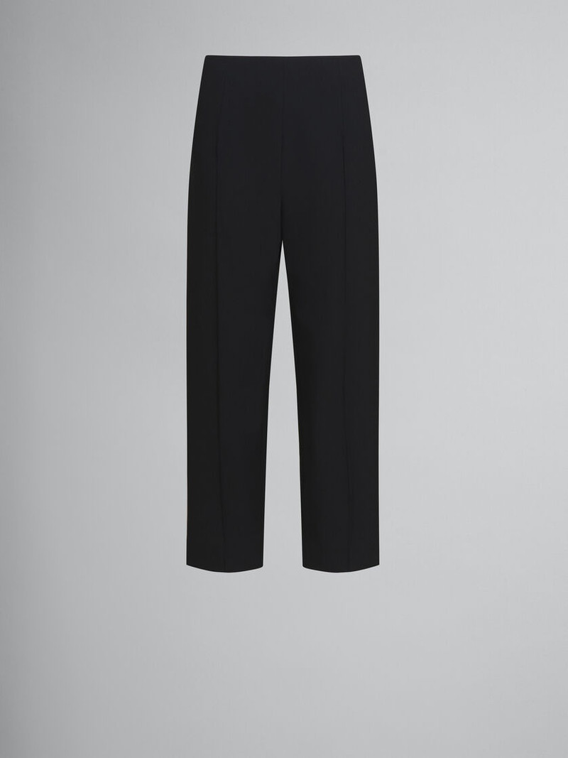 BLACK WOOL BLEND TROUSERS WITH MARNI SYMBOL 1