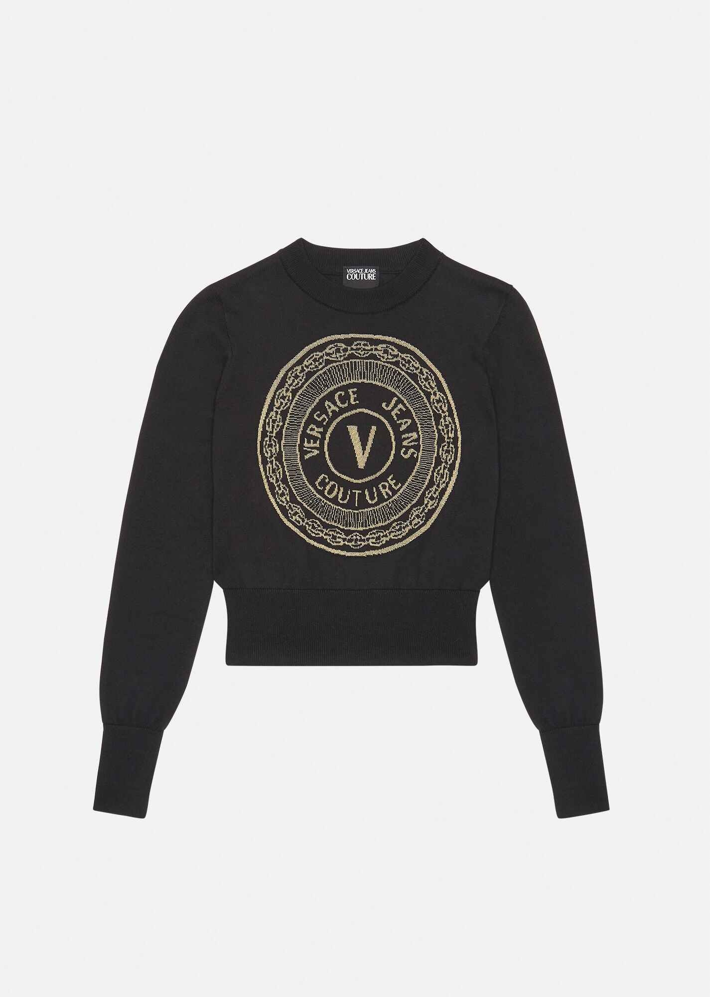 V-Emblem Cotton Sweater - 1