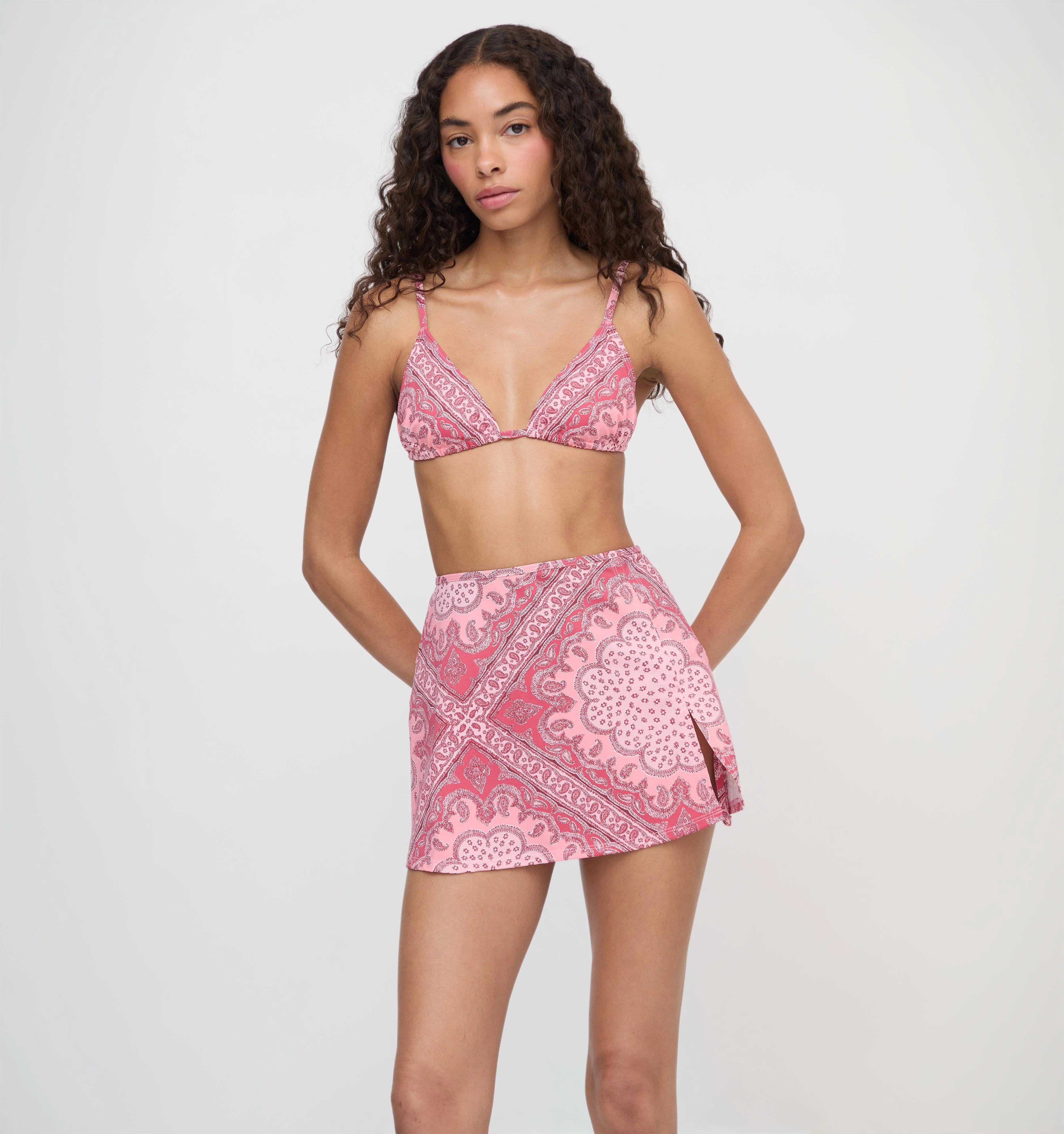 The Zuri Swim Skirt - Berry Paisley Scarf - 1