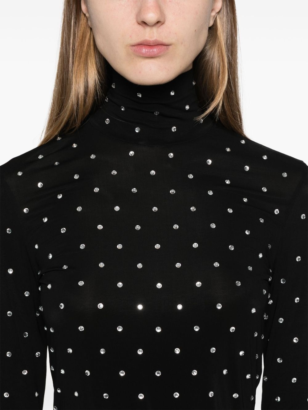 gem-embellished high-neck top - 5