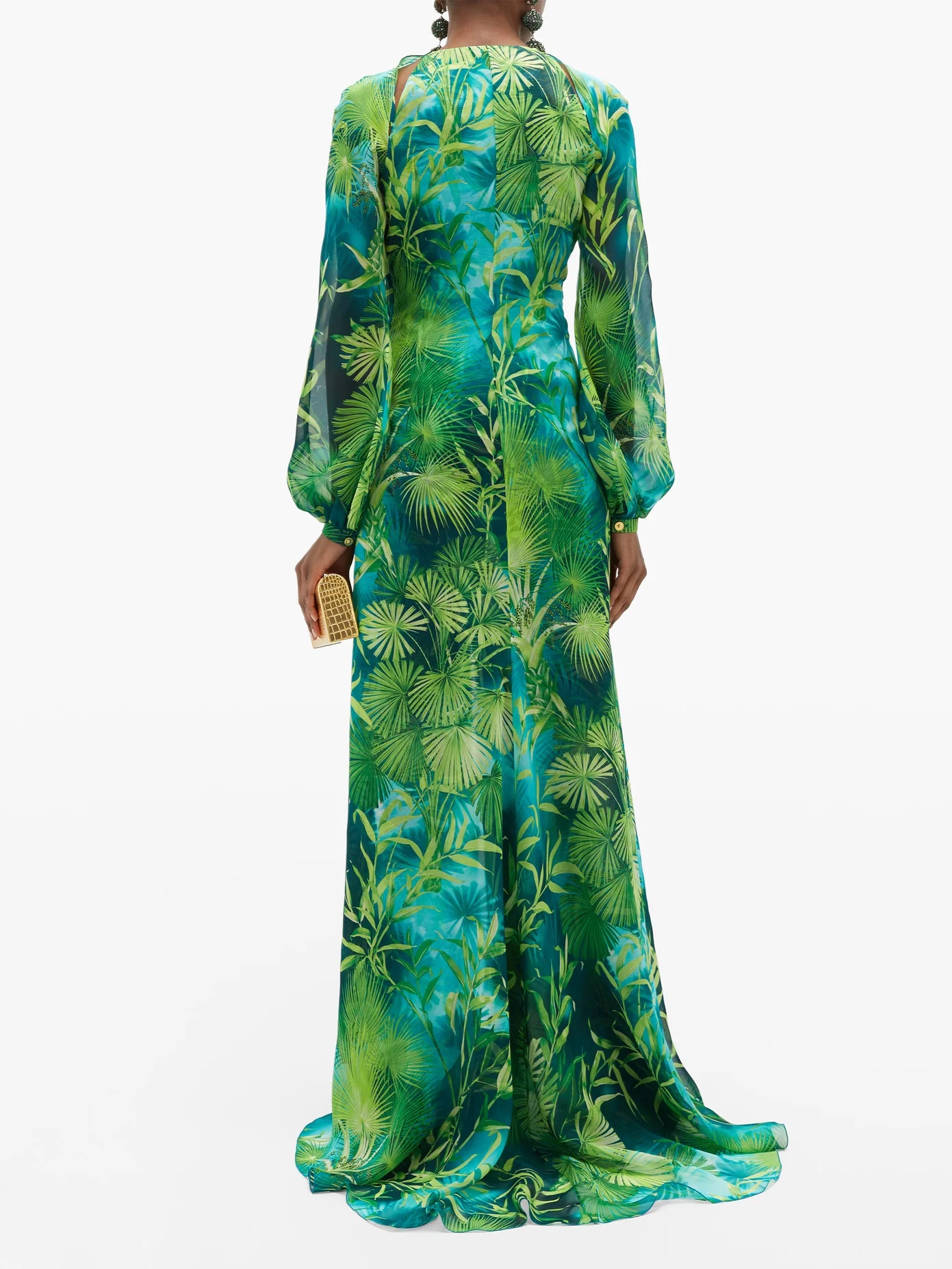 Jungle-print plunge-neck silk-chiffon dress - 5