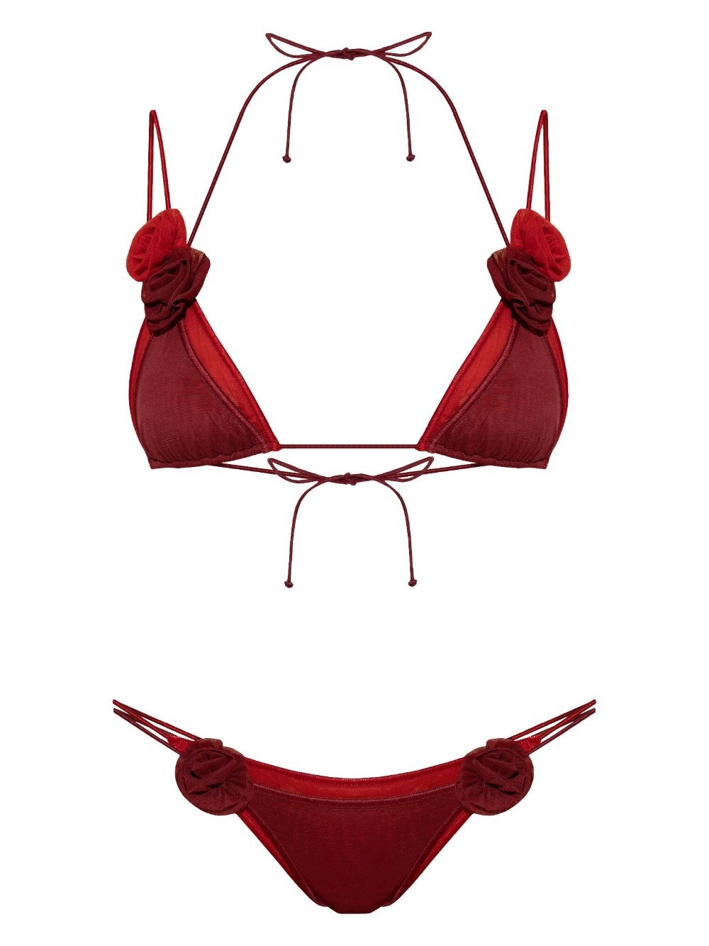 rose-appliqué bikini - 1