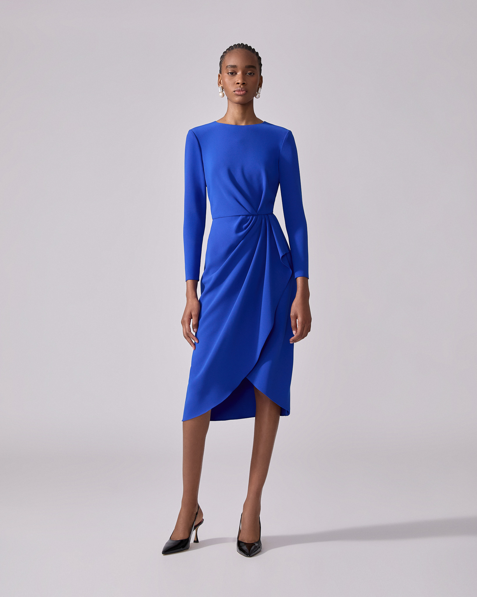 Sheath Dress With Side Drape - 2
