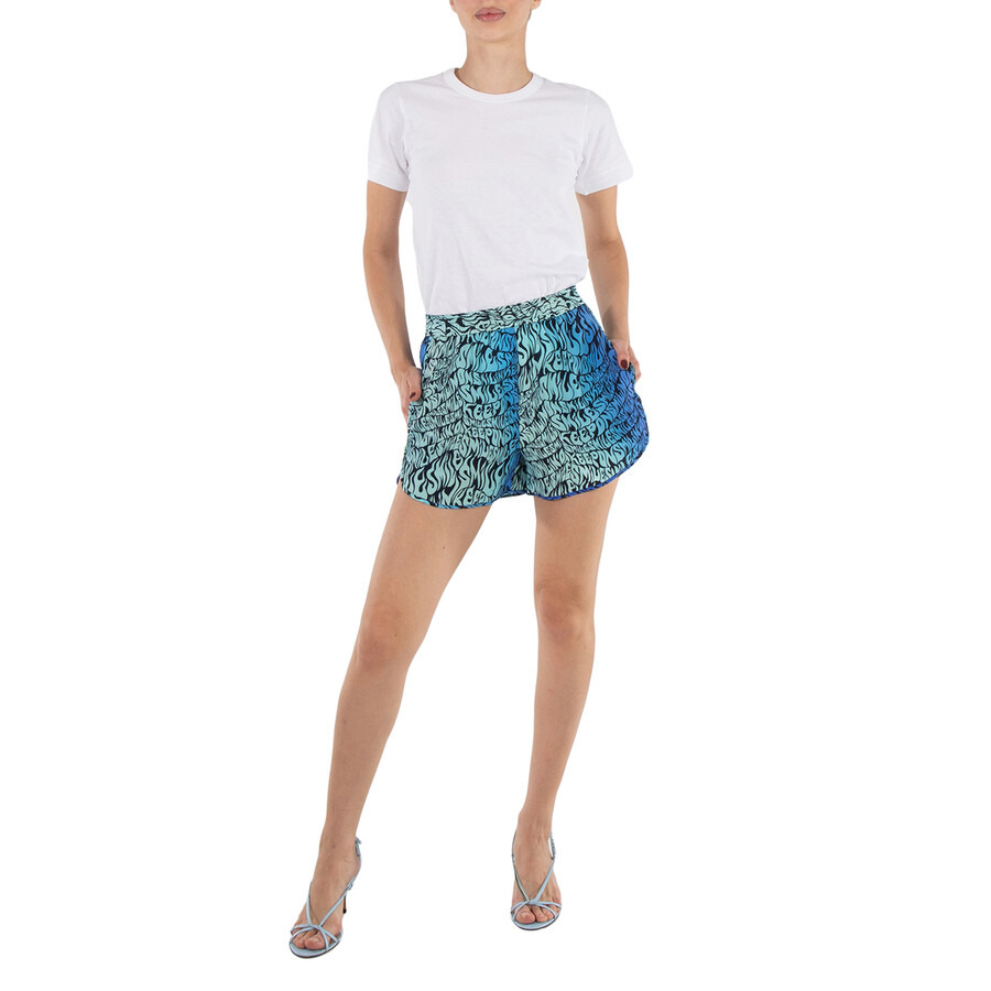 Stella Mccartney Ladies Navy Blue Slogan-Print Shorts - 4
