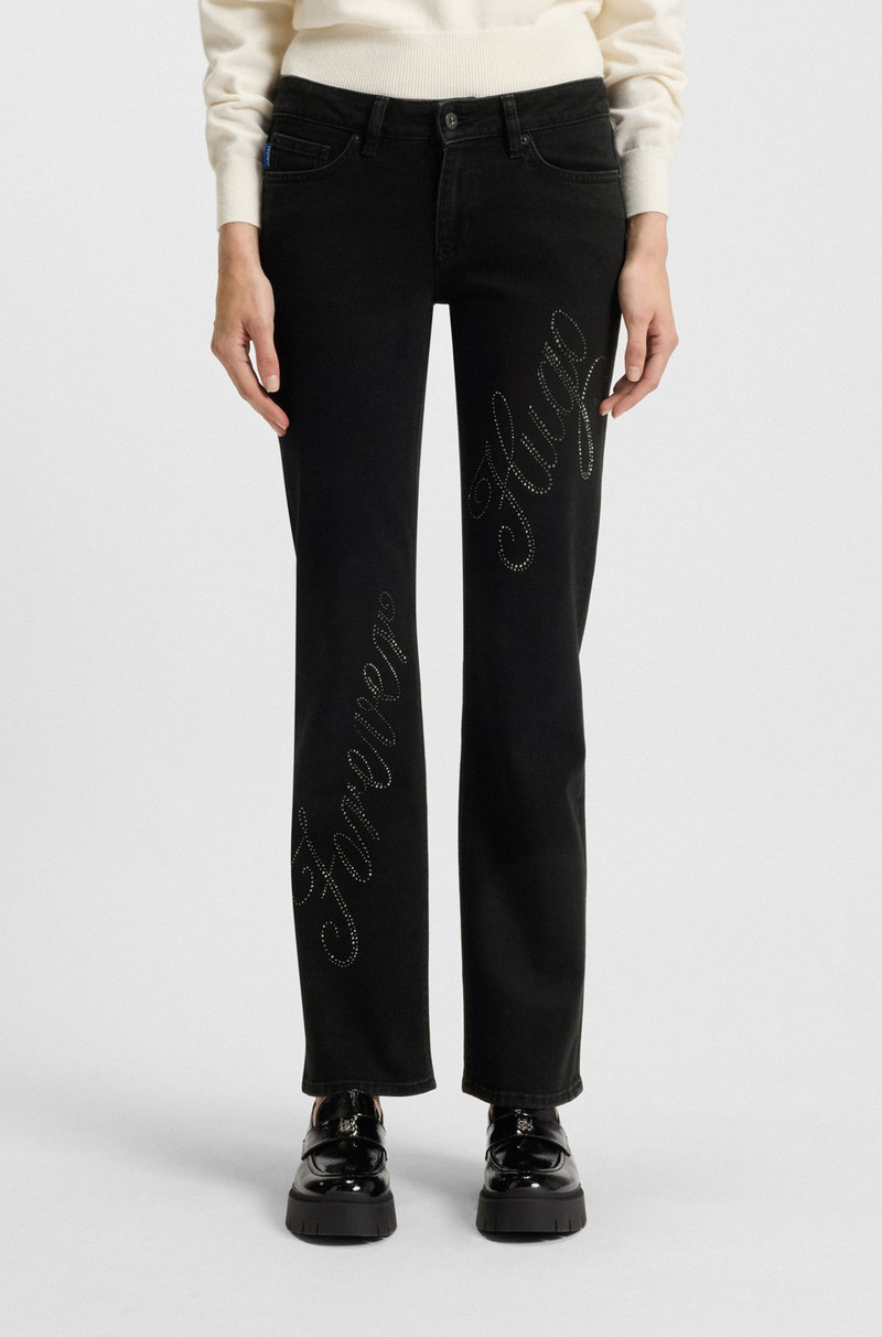 SLIM-FIT JEANS WITH RHINESTONE LOGOS 2