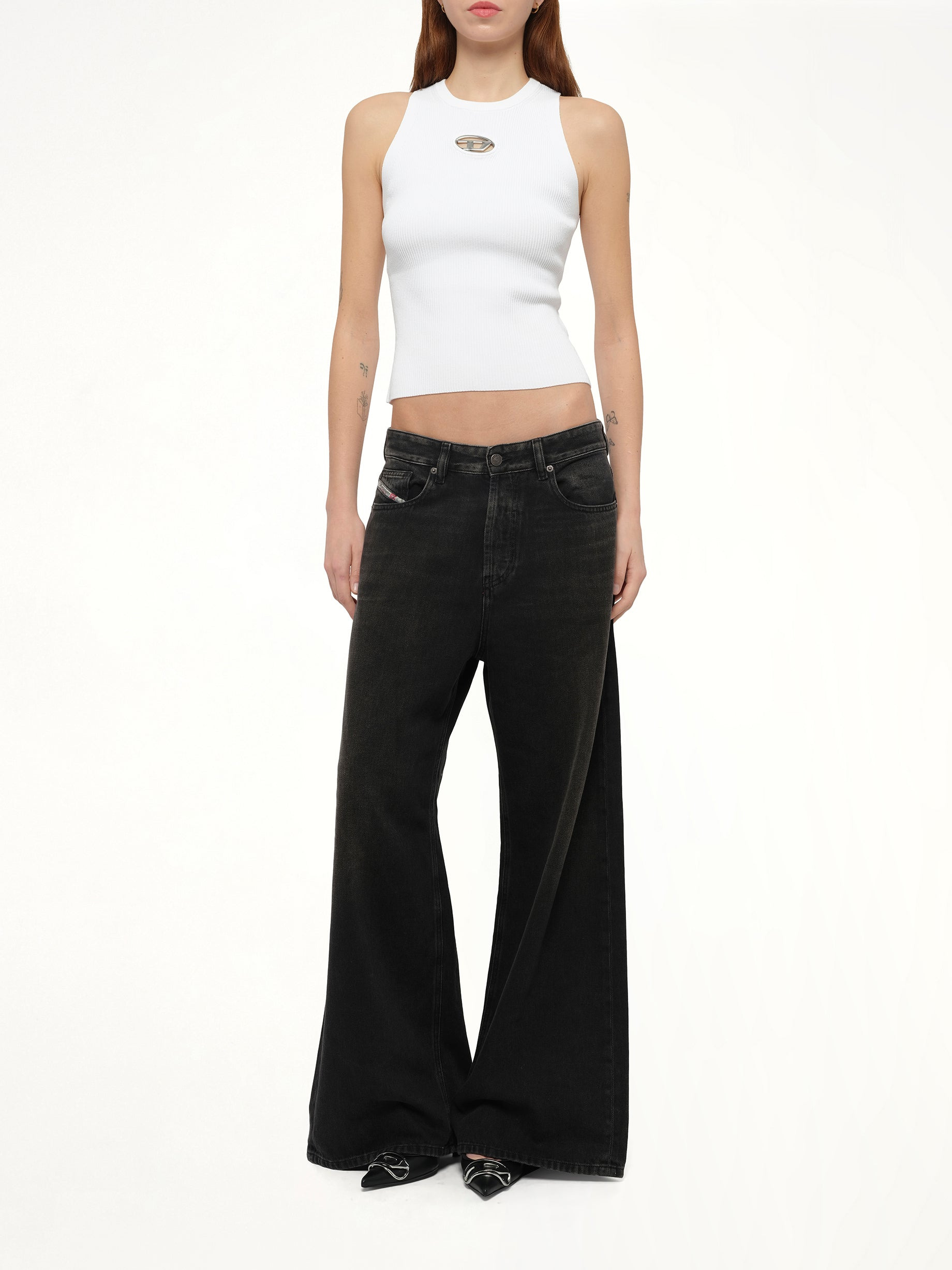 1996 D-SIRE Wide Jeans in Black/Dark Grey - 4