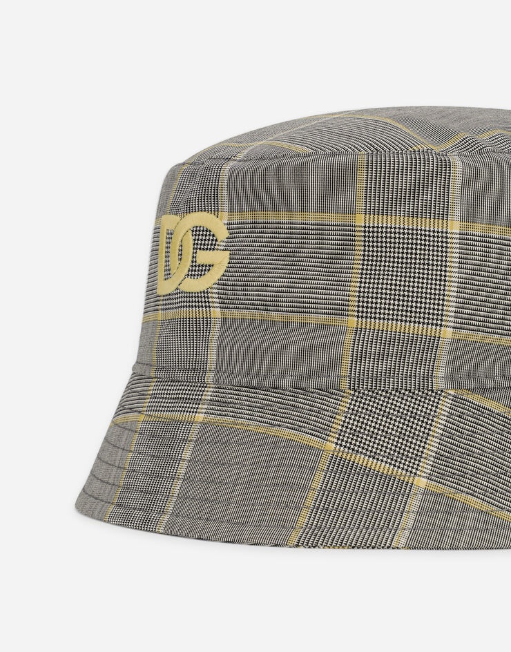 Stretch checked wool bucket hat with DG embroidery - 3