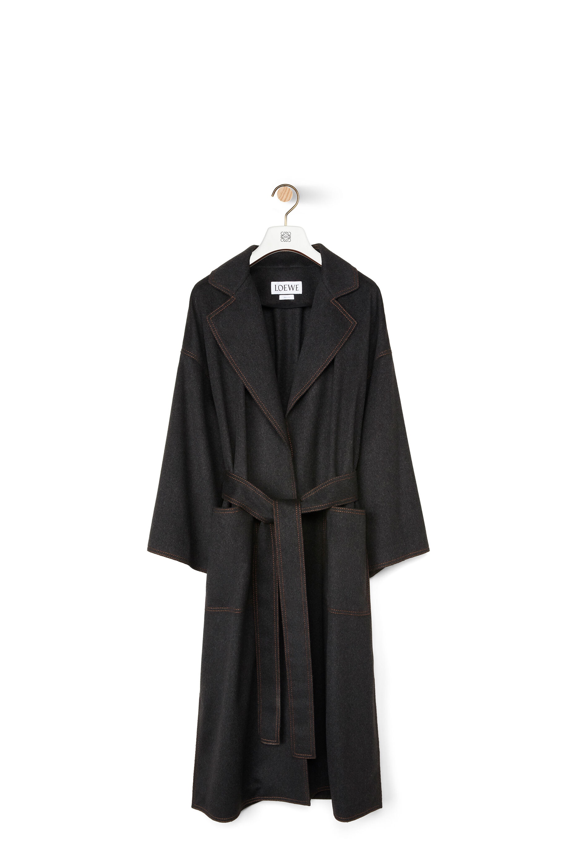 Oversize belted coat in cashmere and silk - 1