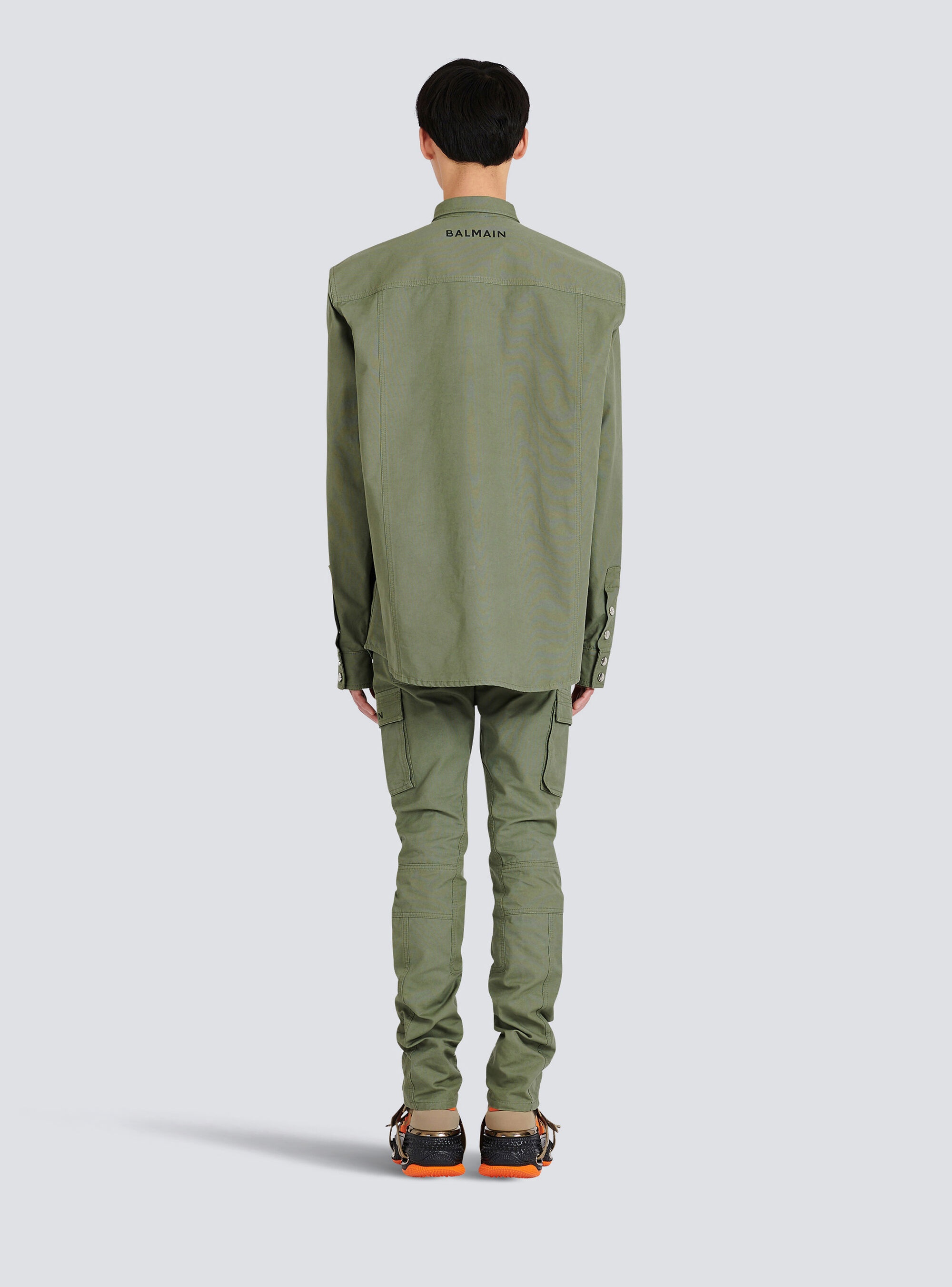 Cotton shirt with embroidered Balmain logo - 4