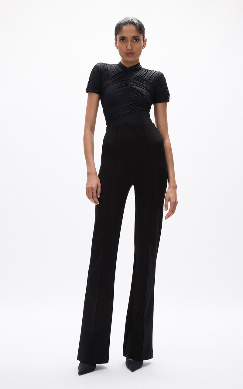 RACHEL GILBERT Gerri Mid-Rise Wide-Leg Pants black outlook