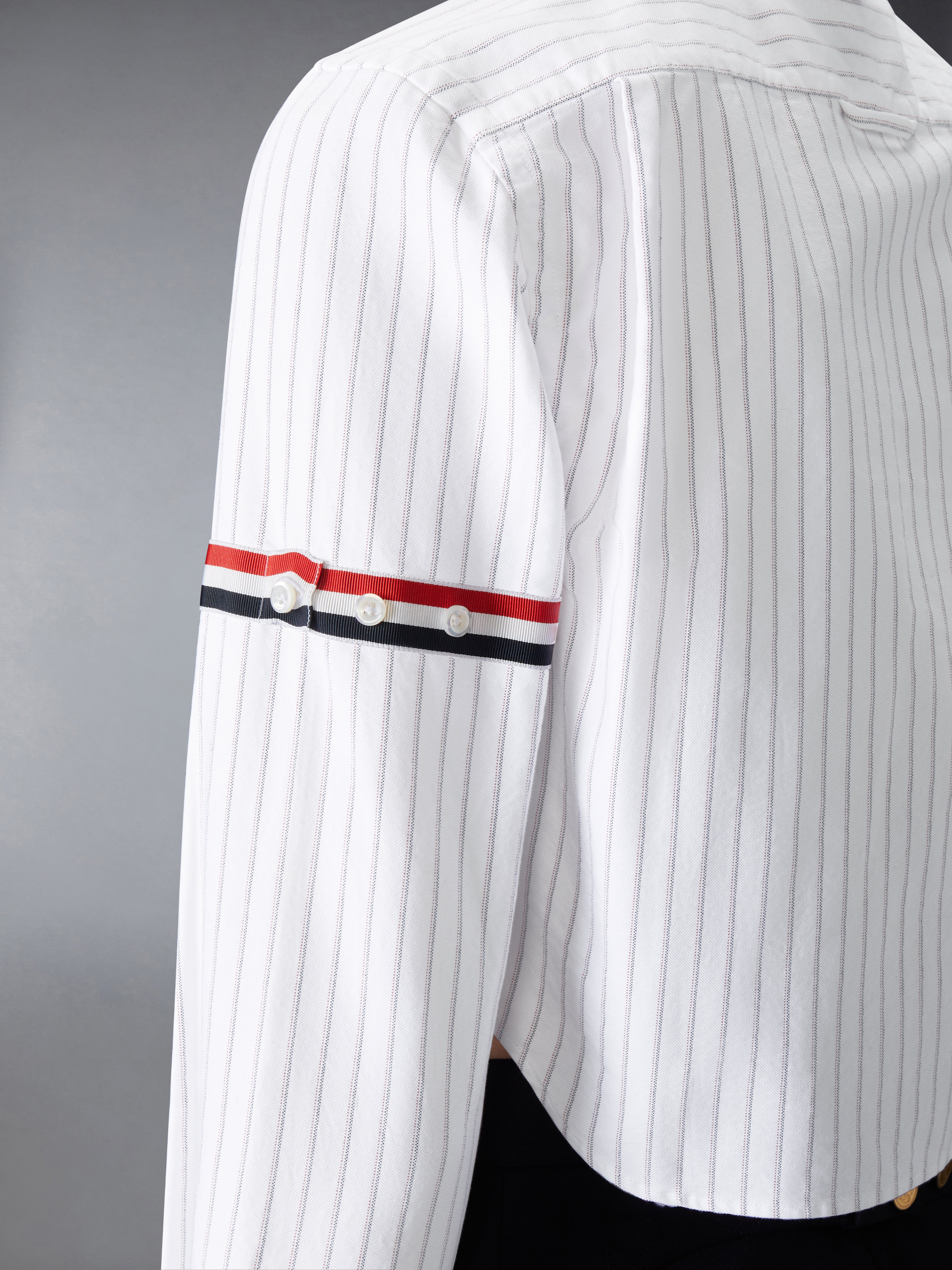 OXFORD PINSTRIPE ARMBAND CROPPED SHIRT - 6