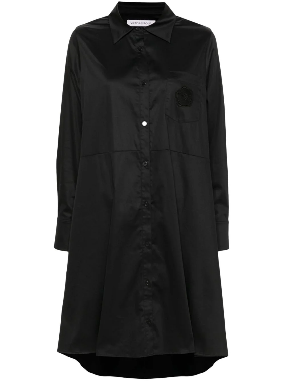 embroidered-patch shirt dress - 1