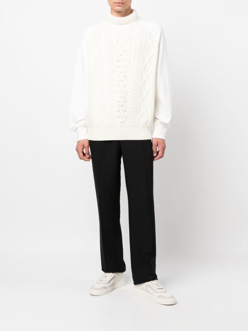 embroidered-logo sleeve knit jumper - 2