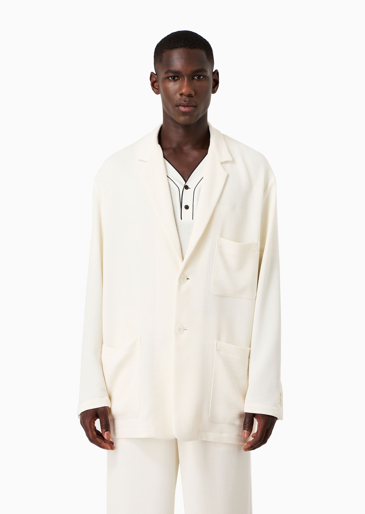 Single-breasted jacket in a wool and viscose canneté - 2