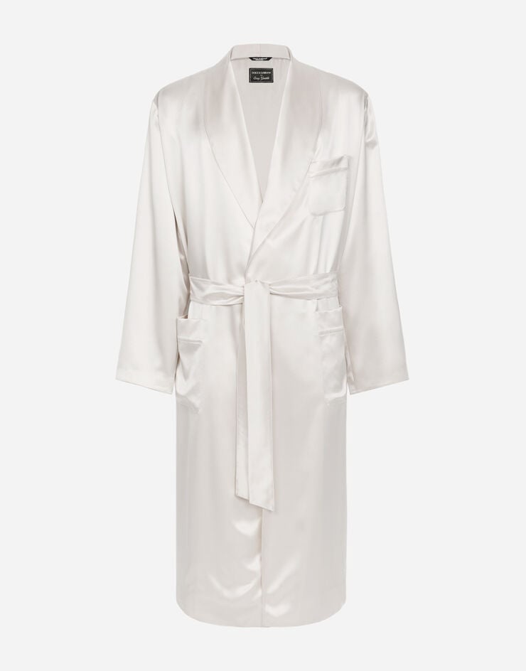 Silk satin robe with metal DG logo - 1