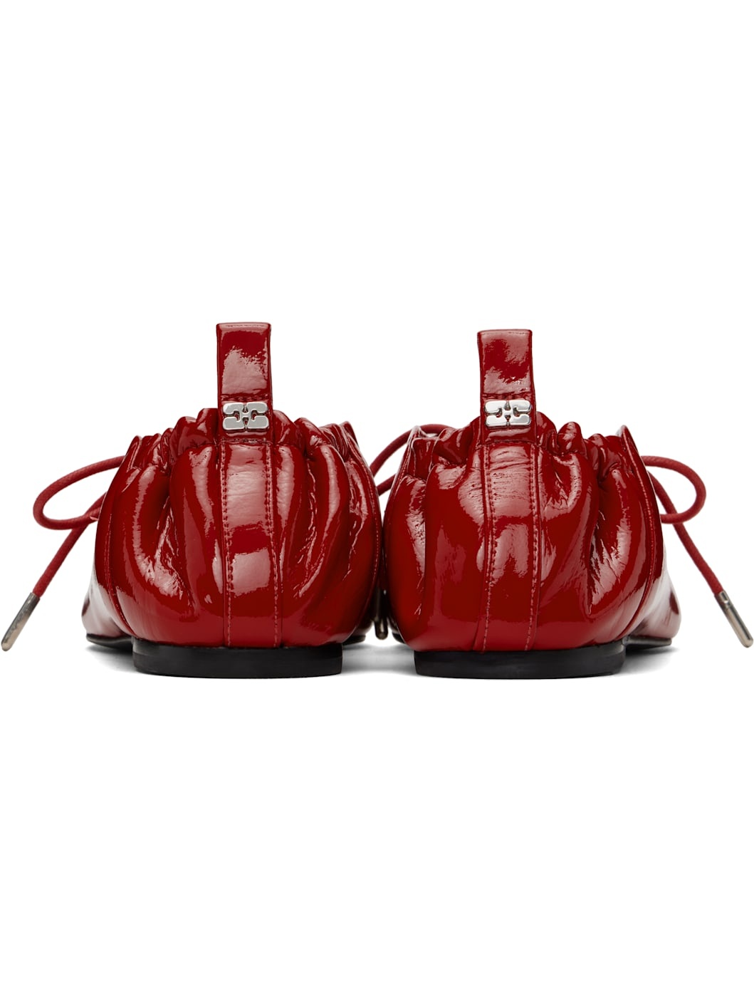 Red Lace-Up Ballerina Flats - 2