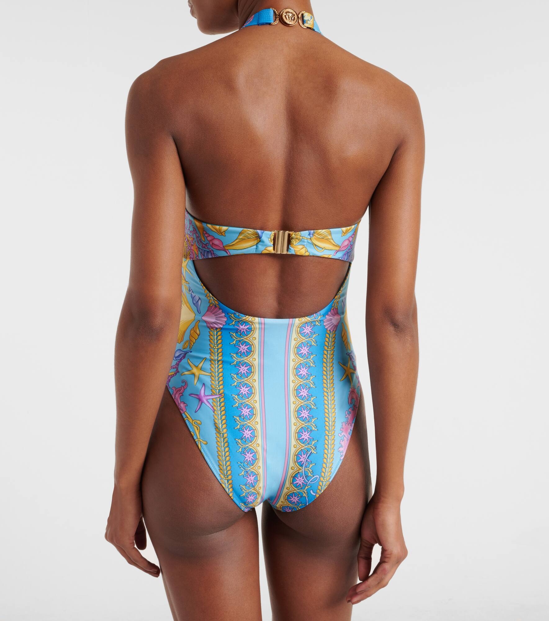 Printed halterneck swimsuit - 3