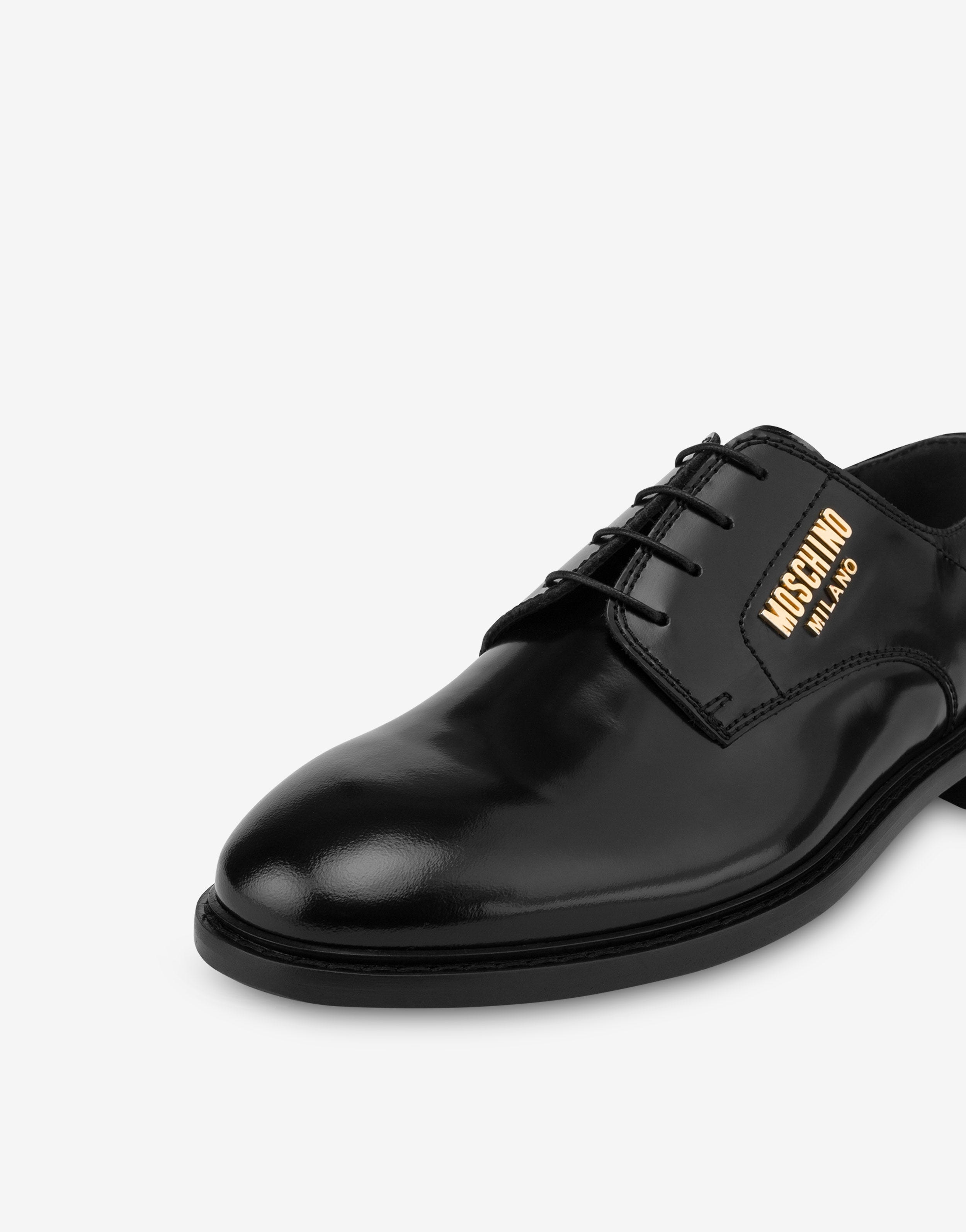 METAL LOGO CALFSKIN DERBY SHOES - 4