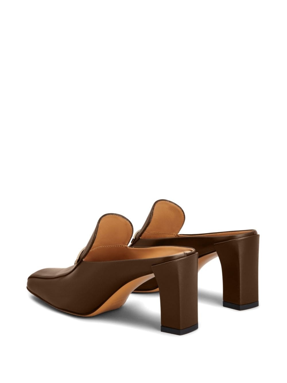 logo-plaque leather mules - 3