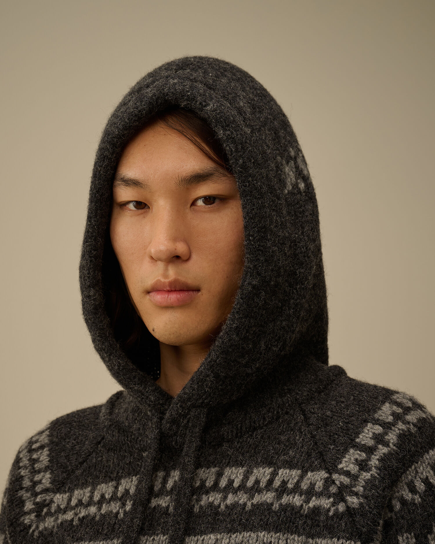 Jacquard Wool Hooded Sweater - 6