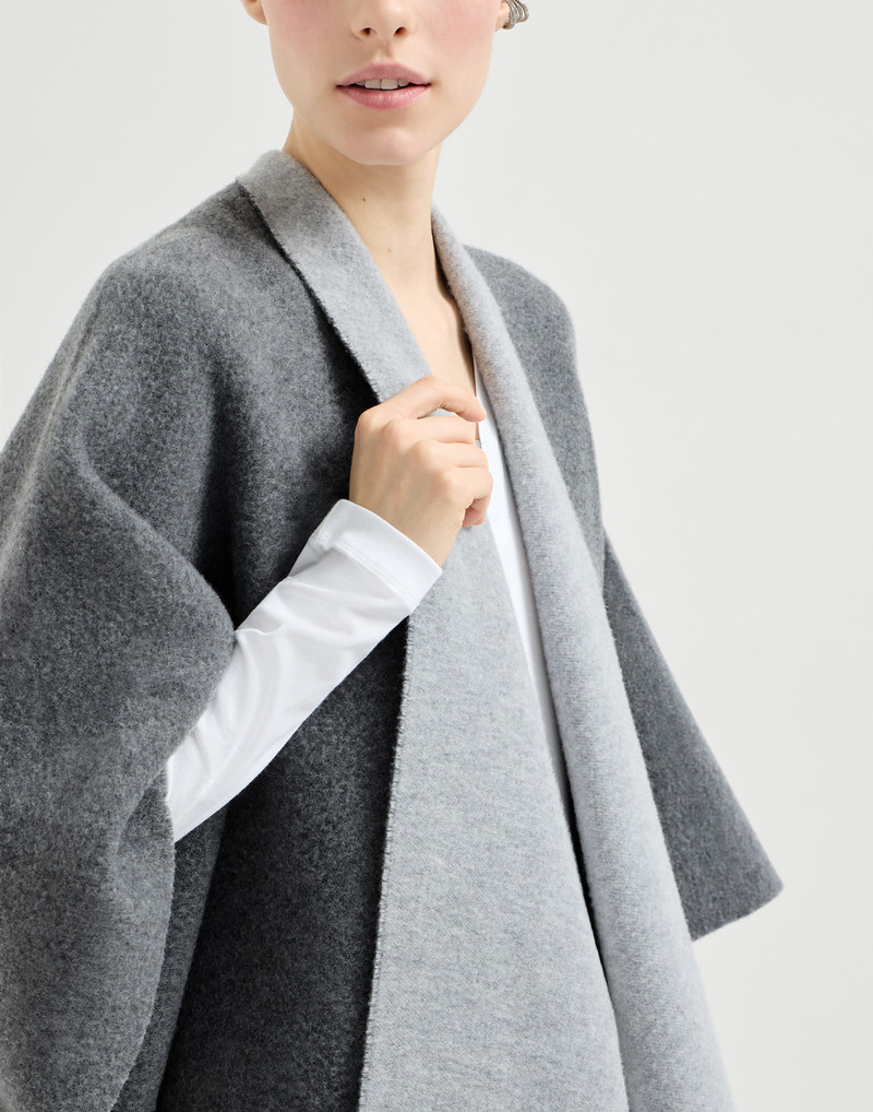Wool and cashmere reversible double knit poncho 3