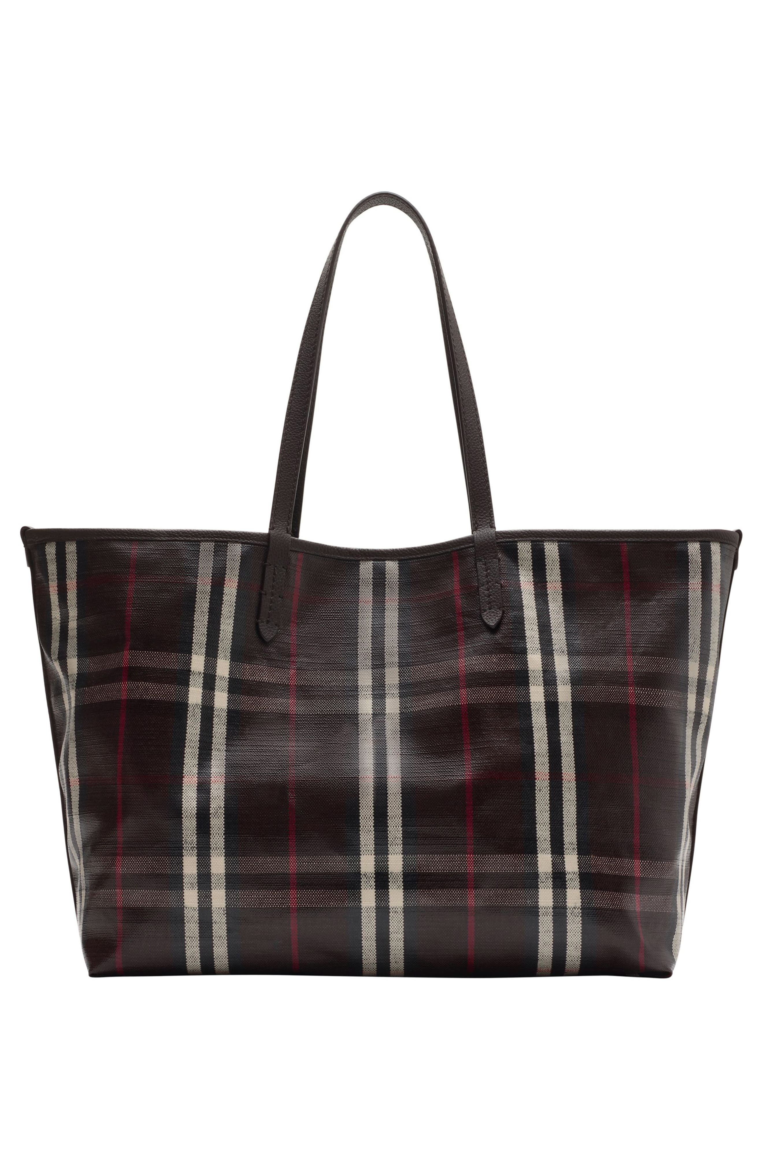 burberry Medium Highlands Check Coated Canvas Tote in Mahogany at Nordstrom - 2