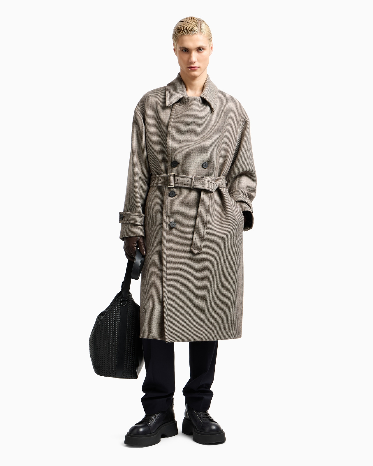 DOUBLE-BREASTED BELTED COAT IN A VIRGIN-WOOL DOUBLE COVER FABRIC - 4